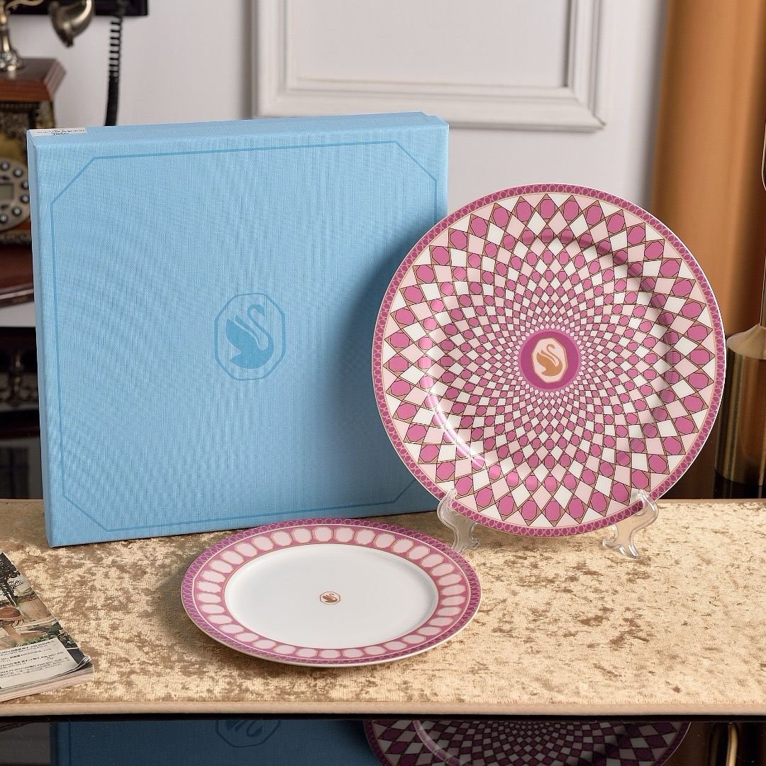 Swarovski Plates set of two green plates