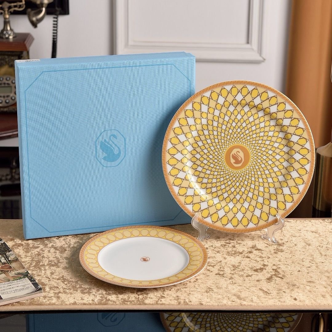 Swarovski Plates set of two green plates