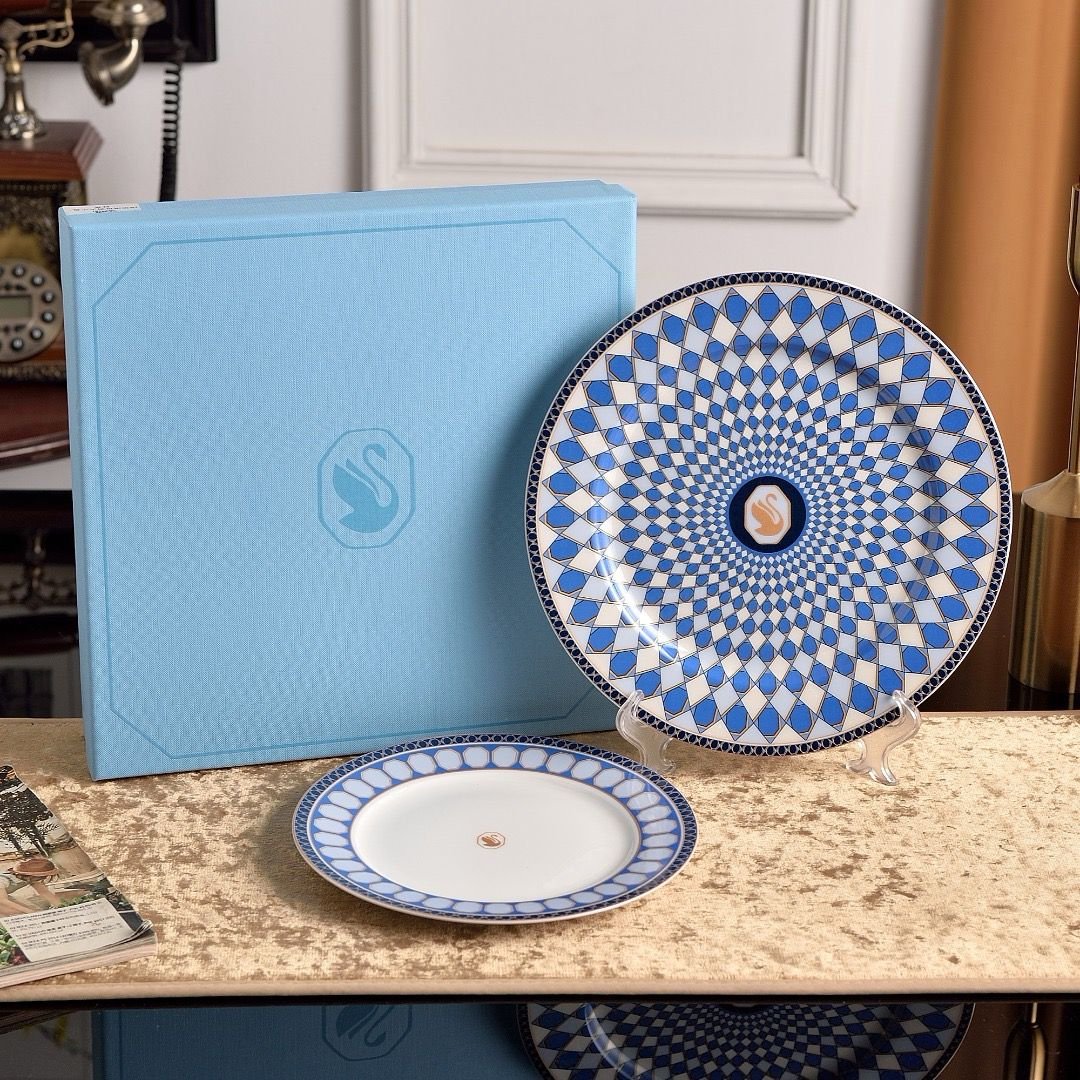 Swarovski Plates set of two green plates