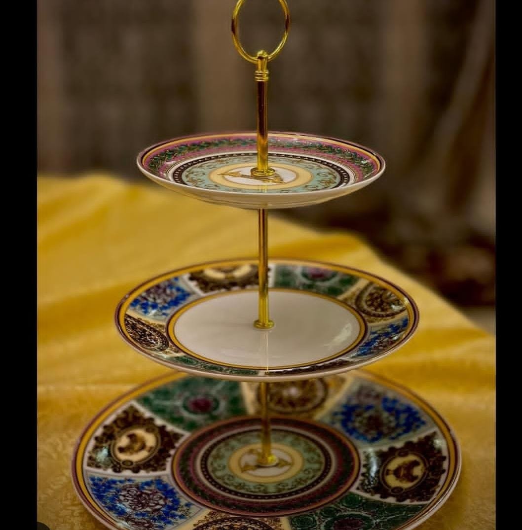 Versace Rosenthal Barocco Mosaic 3-Tier Etagere.