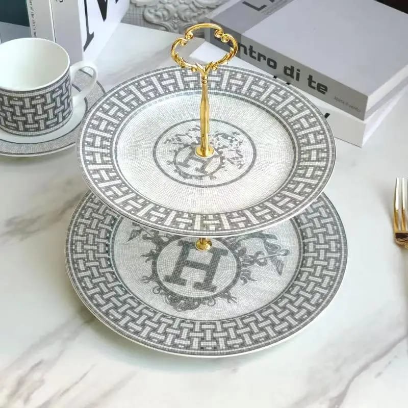 Hermes Cake stand of two tires silver color