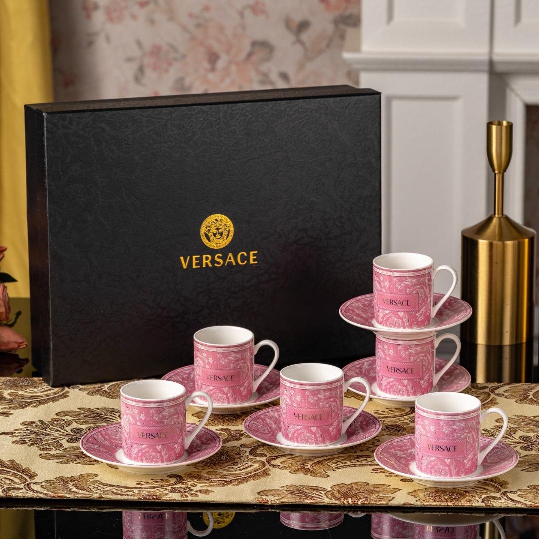 Versace Turkish coffee set of six cups and saucers