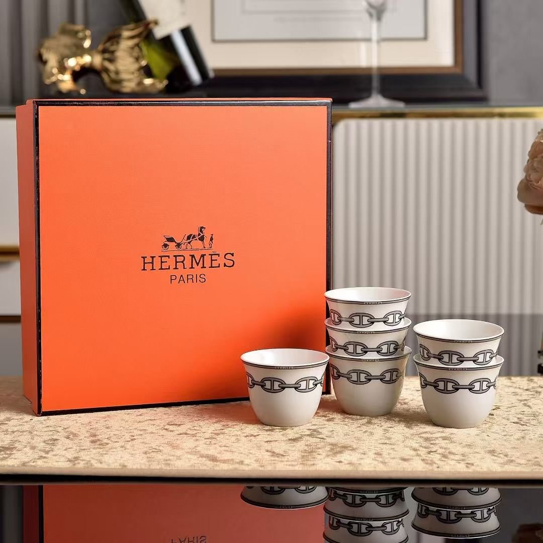 Hermes Chaine d'Ancre Platinum Demitasse Arabic Cups