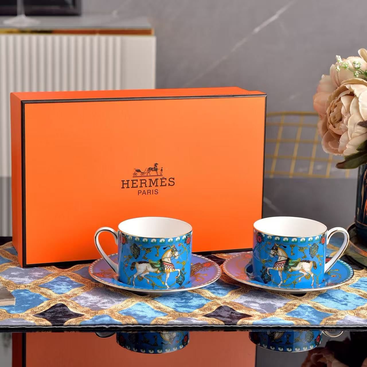 Hermes Blue tea cups
