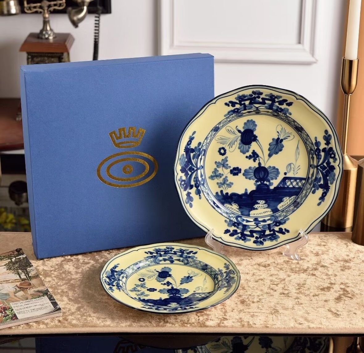 Ginori 1735 Oriente Italiano porcelain set of two plates